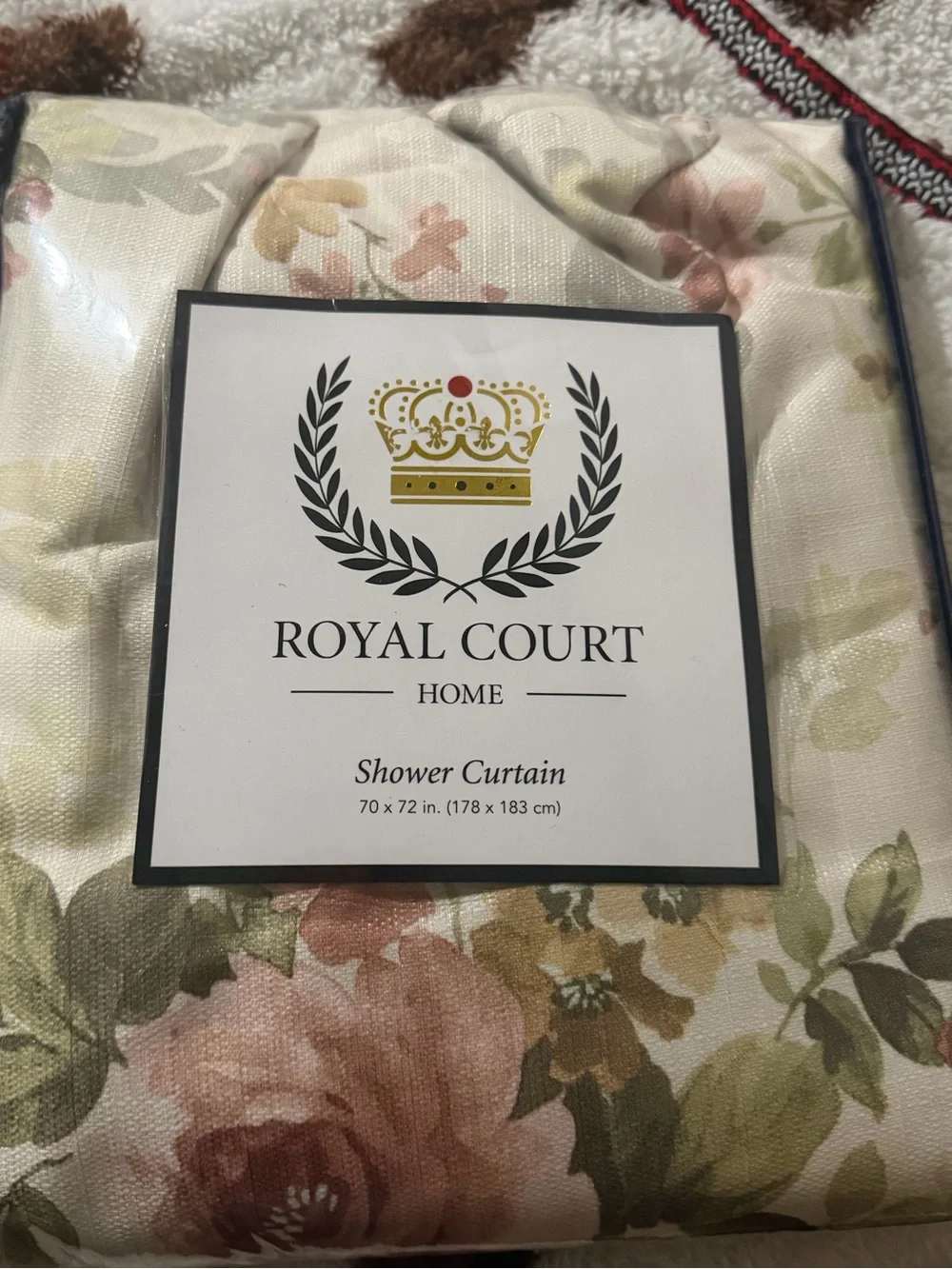 Floral Shower Curtain in Cream and Pink
